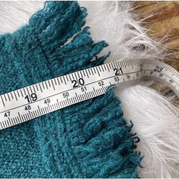 Anthropologie Joy Sweater Sz Small Fringed V-Neck Pullover Dark Teal Womens - Picture 9 of 9